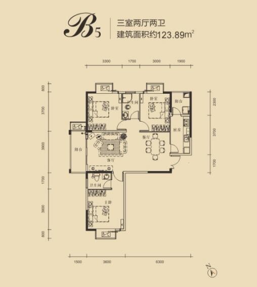 上海名都123.89㎡户型