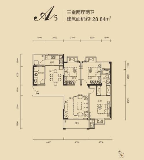 上海名都128.84㎡户型