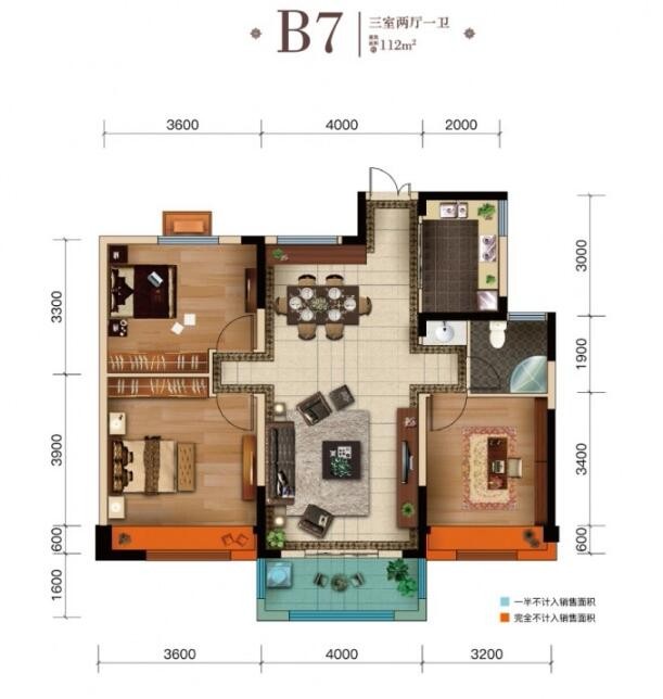 大美3期美珑公园112㎡户型